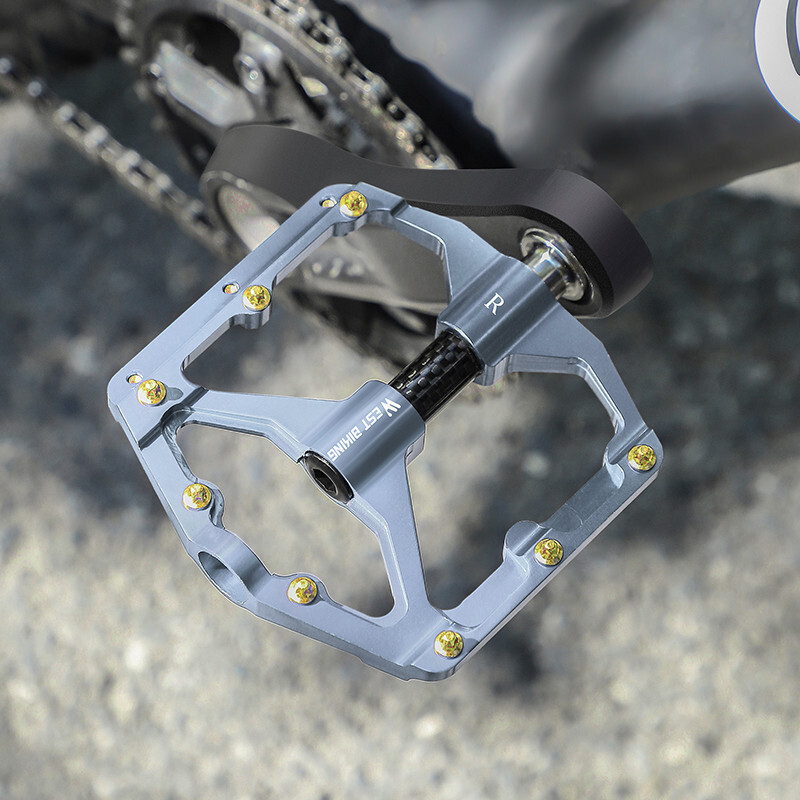 Pédales Vélo West Biking Titane Et Fibre De Carbone - 3 Roulements Scellés, Légères (256g/paire)