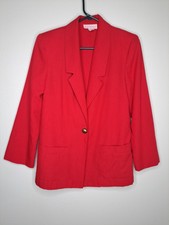Vintage Block Island By Marina Pappas Red Blazer Suit Jacket 6 Petite Pockets