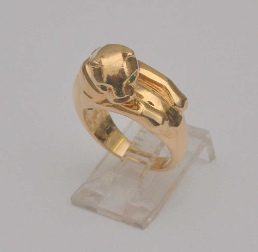 Cartier Panthere Ring in 18k Yellow Gold Emerald Size 49 US