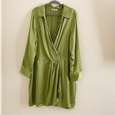 REFORMATION Women's Plus Size 20  Alaine Silk Dress - Avocado