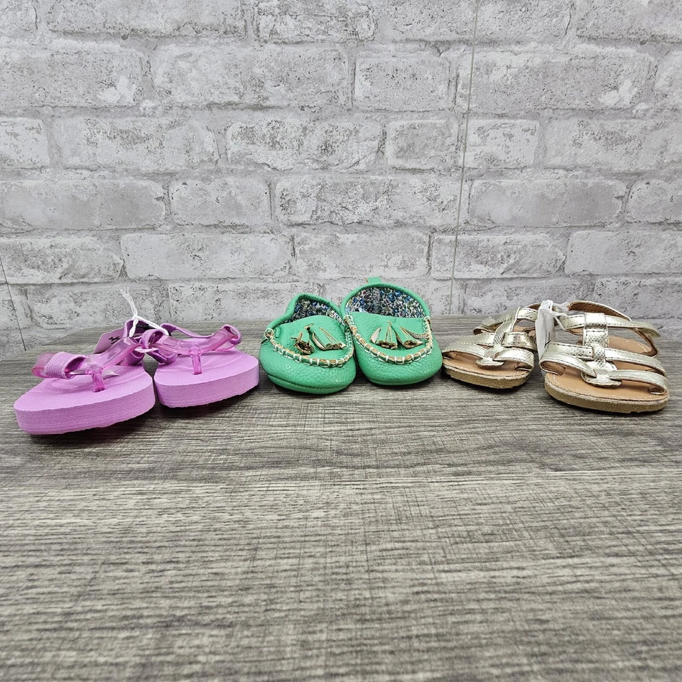 Lote de 3 sapatos infantis femininos tamanho 4 9-12 meses - Imagem 2 de 4