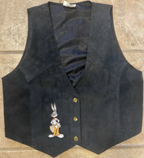 Warner Bros Studio Store Looney Tunes Suede Vest Bugs Bunny Embroidered Size M/L