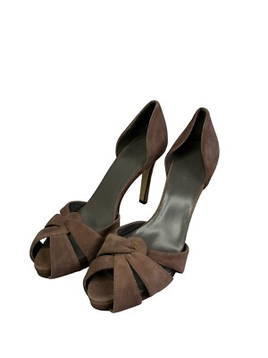 Jigsaw Brown Suede Women's Heels Shoes Stilettos Peep Toe Slip