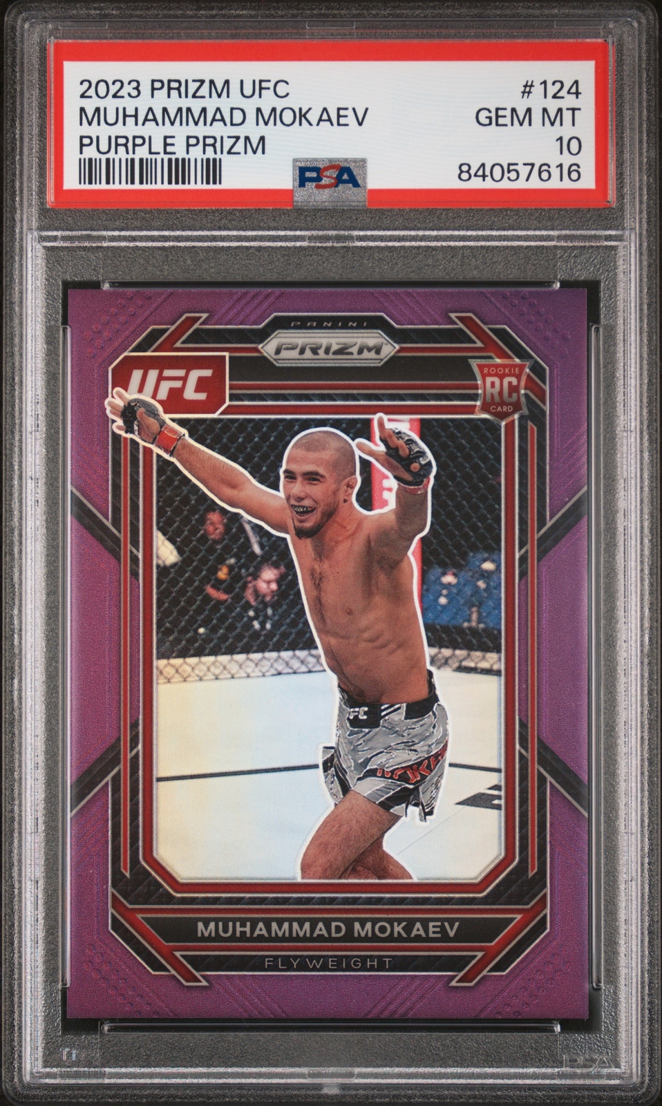 2023 PANINI PRIZM UFC PURPLE PRIZM #124 MUHAMMAD MOKAEV 11/149 PSA 10