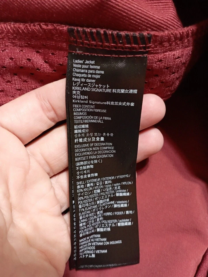 Chaqueta Kirkland Signature Adulto Grande Rojo Oscuro Repelente al Agua Resistente al Viento Para Mujer Foto 4 de 4