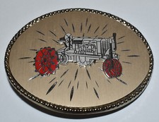 Vintage 1970s IH International Harvester Farmall Tractor Enameled Belt Buckle