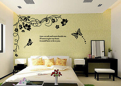 Hand Carving Vine Flower Butterfly Wall Stickers Decal Vinyl Decor UK RUI181