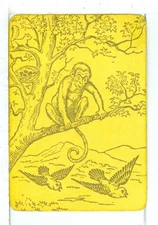 Single Playing Card Vintage Antique Lacquer Style "Monkey" MO-1-1 UL NEW Gld/Ylw