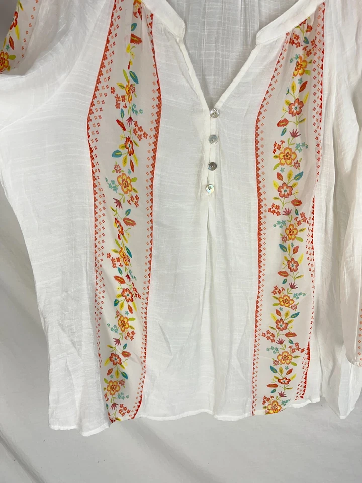 Top FIG and FLOWER Anthropologie XL Floral Transparente Gauzy Boho Ditzy Manga 3/4 NUEVO Foto 3 de 4