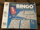 Vintage Milton Bradley BINGO 4002 Deluxe Edition Cards Wood Numbers Shaker Box