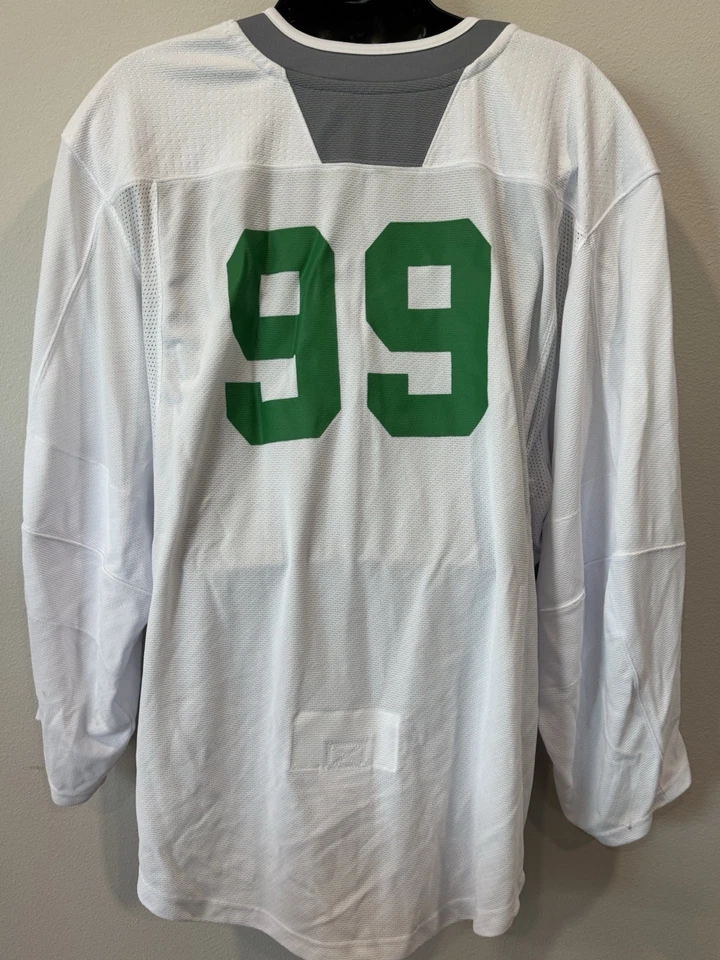 Camiseta deportiva de portero blanca/verde de la escuela de hockey Adidas Wayne Gretzky de la NHL, talla 56G Foto 3 de 4