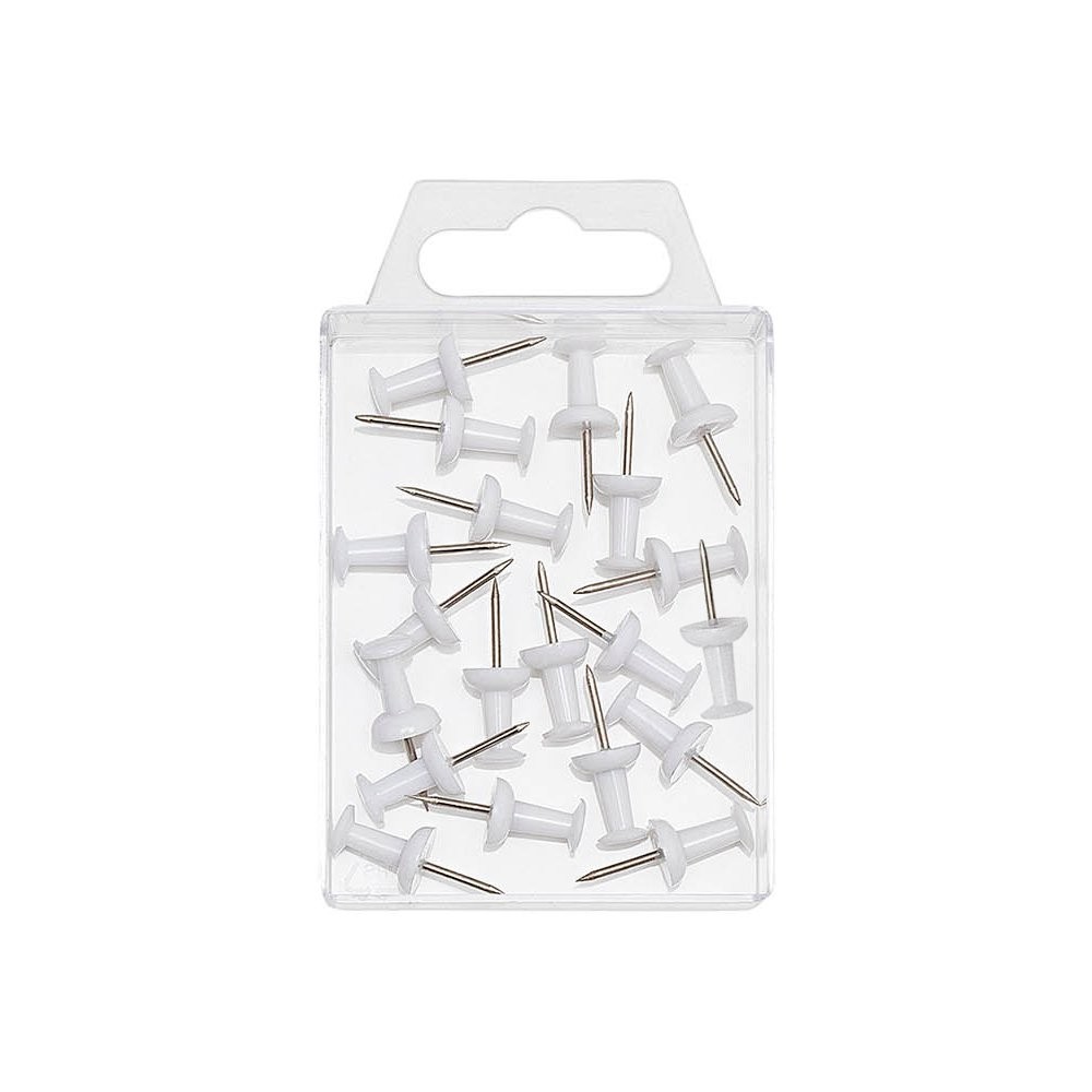 Wedo 54100 Push Pins Diabolo Shape in Transparent Box Pack of 20 White