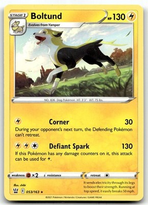 Boltund 053/163 SWSH05: Battle Styles Rare Normal Pokemon TCG NM