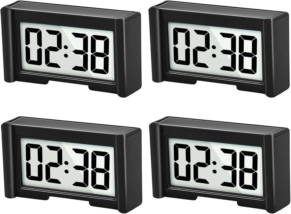 4PCS Small Digital Clock, Vehicle Adhesive Clock with Jumbo LCD Time & Day Di... - Image 2 of 4