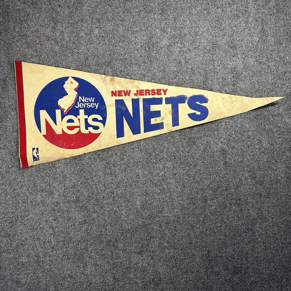 Vintage Original 1970s 1978 NEW JERSEY NETS NBA Basketball 30 X 12 Pennant Flag - Image 1 of 4