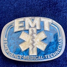 Vintage EMT Belt Buckle Emergency Medical Technician Pewter by Buckle Bakery