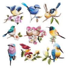 Cute Birds Patch Appliques 9 PCS Sew On Iron On Embroidery Patches DIY Clothes