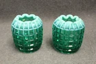 2 RARE Fenton Waffle Emerald Green Opalescent Uranium Vases