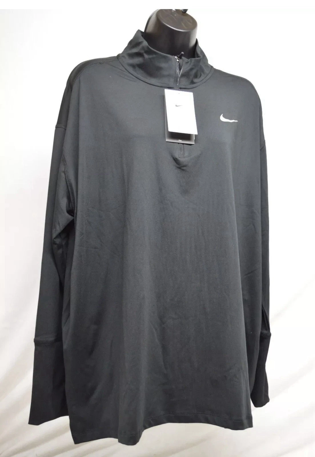 Nike Element Women's 1/2 Zip Long Sleeve Running Top Black Plus 2XL CN5168-010
