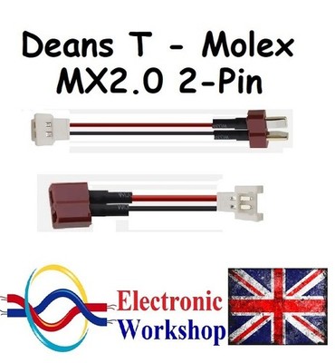 Deans T auf Molex MX 2-Pin 511006 Adapter Steckverbinder RC Auto Boot Flugzeug UK VERKÄUFER