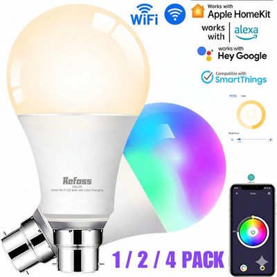 REFOSS B22 WiFi Smart LED Glühbirne Lampe 9W RGB Fernbedienung Alexa Apple Home