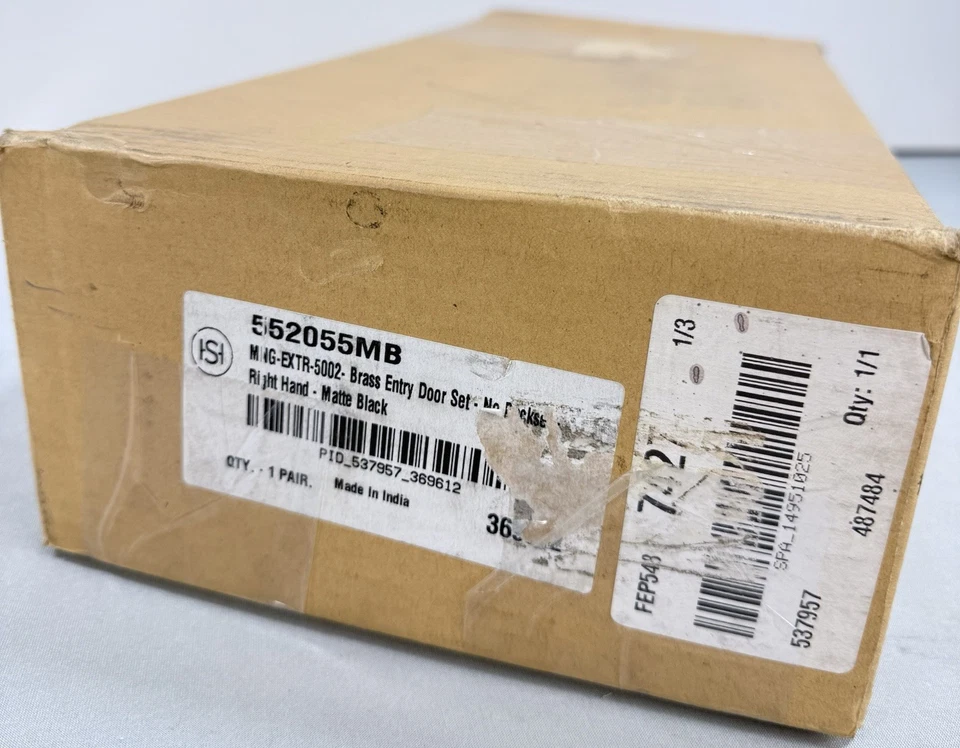 Juego de palancas de puerta de entrada con llave de latón macizo para diestros Signature Hardware Aurick Foto 2 de 4