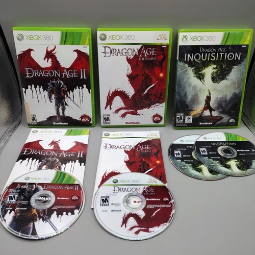 Lot of 3 Dragon Age Games II, Origins & Inquisition  (Microsoft Xbox 360, 2009)
