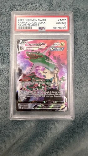 2022 POKEMON SWORD & SHIELD SILVER TEMPEST #TG20 FULL ART/RAYQUAZA VMAX PSA 10
