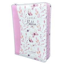 Biblia con Cierre Compacta 11 puntos RV1960 imit piel con canto pintado rosad...