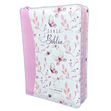 Biblia con Cierre Compacta 11 puntos RV1960 imit piel con canto pintado rosad...
