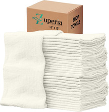 Cotton Shop Towels   Multipurpose Cleaning Cloths 14" X 12" - Pack of 150 - Whi