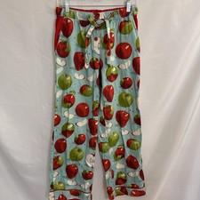Rare HTF Nick Nora An Apple A Day Pajama Lounge Pants SMALL Flannel