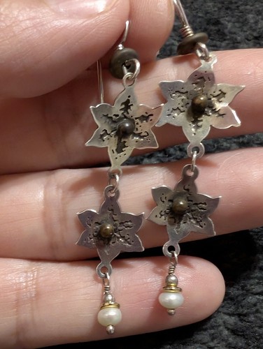 925 SS Earring Lot, Daffodil Dangles 1.5"/ Silpada Filigree Cone Shape 1.25" - Picture 4 of 7