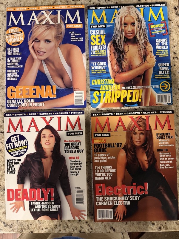 Lot Of 4 Vintage Maxim Magazines - 1990s Christina Aguilera, Carmen Electra
