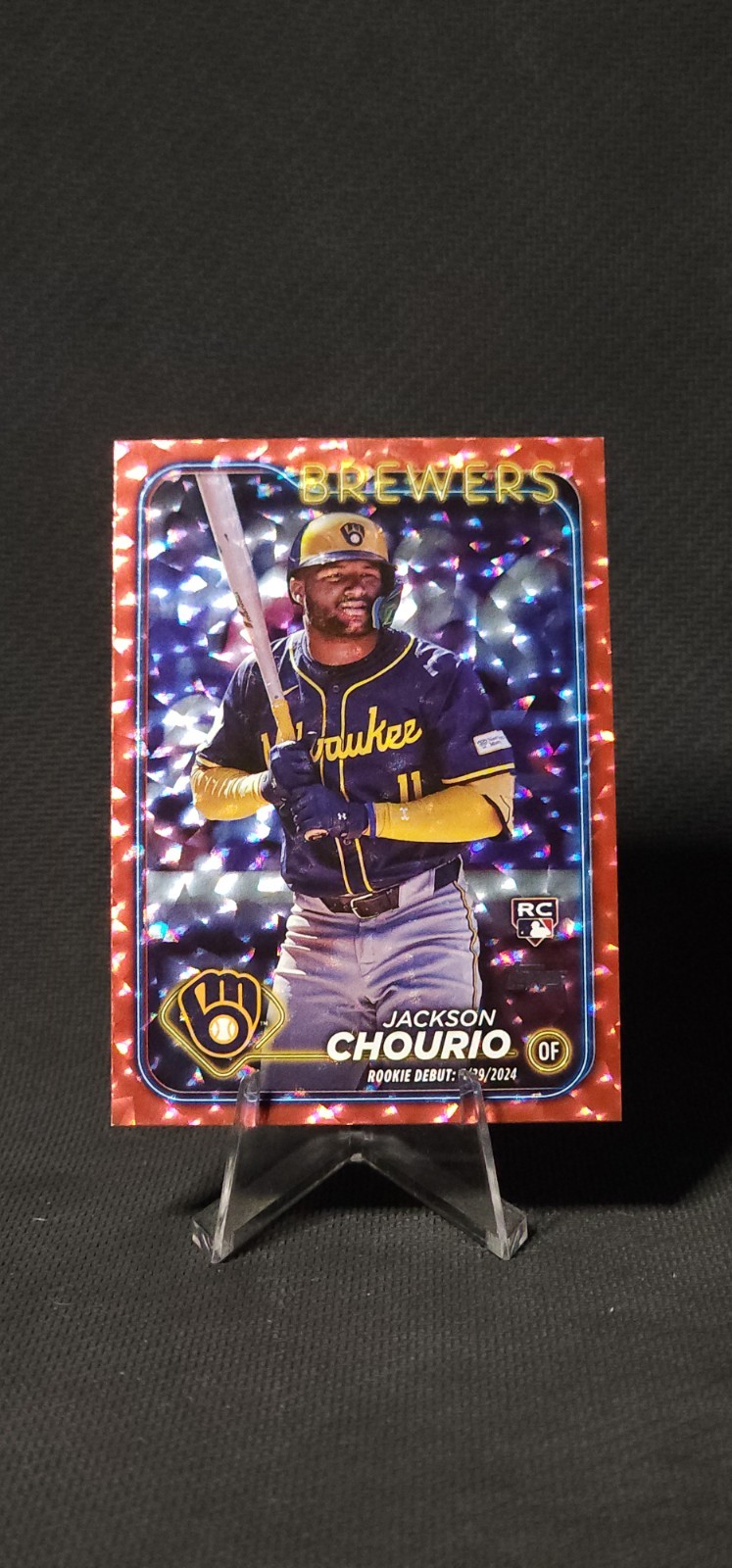 2024 Topps Update - Rookie Debut Jackson Chourio #US155 Red Crackle /199