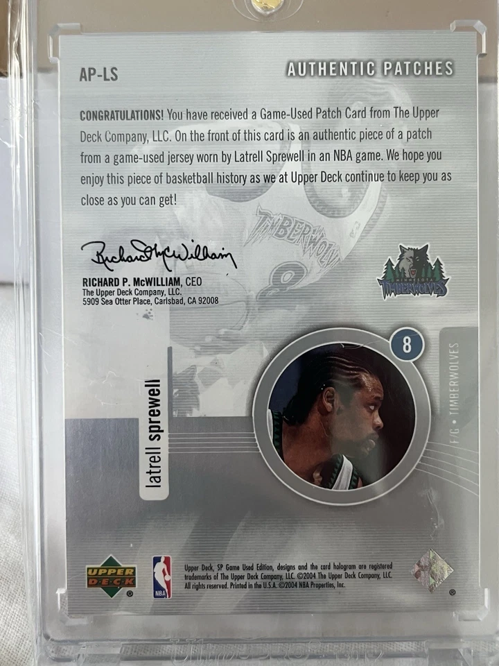 2004-05 Upper Deck SP Game Used Patch Latrell Sprewell 029/100 - Image 2 of 2