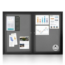 Enclosed Bulletin Board Outdoor Noticeboard with Locking Door, Weather-Resist...