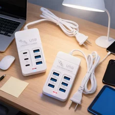 Multi 6 Port USB Wall Charger Hub Desktop Fast Charging AC Power Adapter 30W