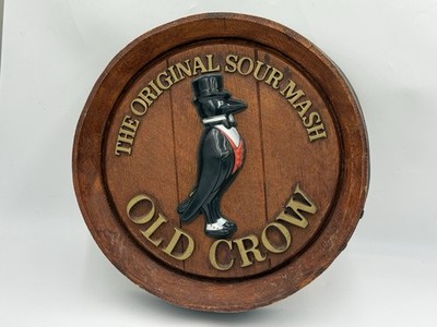  Vintage Rare 1950s Old Crow Barrel Top Whiskey Faux Sign  