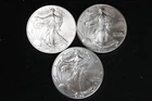 NobleSpirit American SILVER Eagles Superb GEM BU Lot of 3x Mixed Dates #1