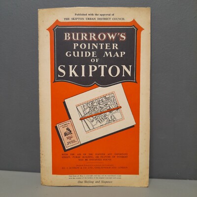 Skipton Vintage Burrows Zeigerführer Straßenkarte von Skipton Yorkshire Dales 