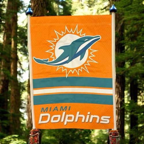 MIAMI DOLPHINS 2 SIDED HOUSE FLAG 28X40 VERTICAL BANNER HIGH QUALITY MADE IN USA - Picture 2 of 7