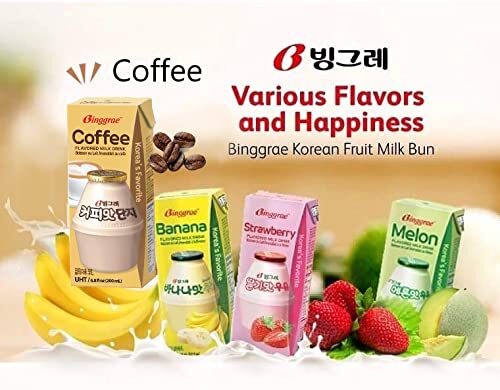 BINGGRAE MILK - BANANA STRAWBERRY MELON COFFEE FLAVOR (2-2-2-2) 8 PACKS - Picture 2 of 7