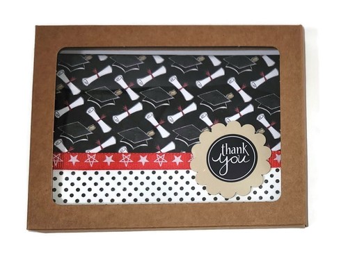 4 GRADUATION THANK YOU Greeting Card Lot Set - Handmade A2 size in Gift Box with