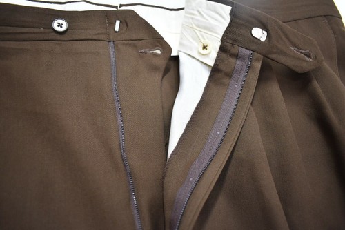 Monsieur By Givenchy Women's Brown Pleat Front Straight Leg Slack Pants 46R - Picture 8 of 11