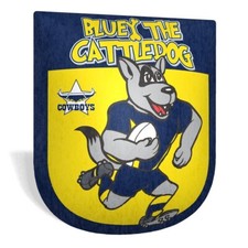 127329 NORTH QUEENSLAND COWBOYS NRL BLUEY THE CATTLEDOG MASCOT SHIELD CUSHION