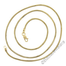 Estate Classic 14K Yellow Gold 17" 1.5mm Rounded Snake Link Chain Necklace