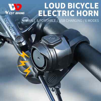 WEST BIKING Electric Bike Bell USB Rechargeable 80DB Horn