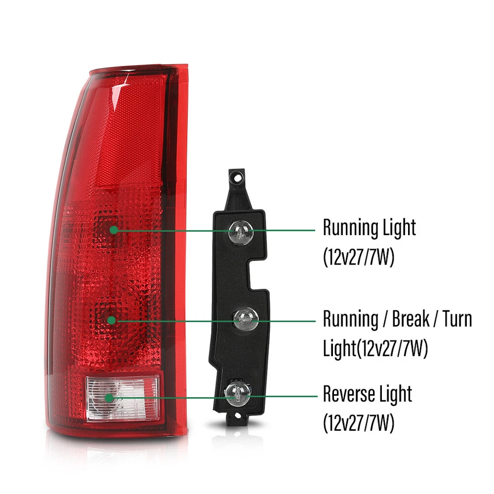 Luces traseras aptas para 88-99 Chevy Silverado GMC Sierra C/K lámparas de freno con bombillas Foto 3 de 4