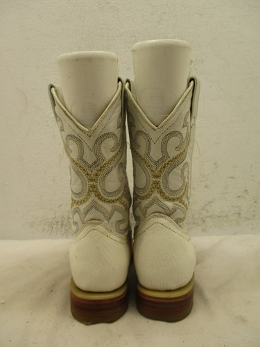 Pistolero Little Kids Toddler White Leather Western Cowboy Boots Size 10 - Picture 6 of 11